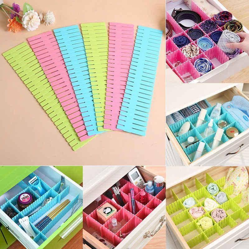 Diy Plastic Grid Drawer Dividers Adjustable Sock - 8Pcs