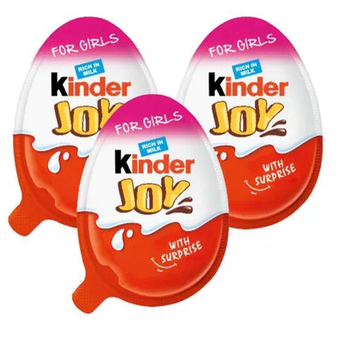Kinder Joy Chocolate Egg 20gm X 3Pcs (Pink Girls)
