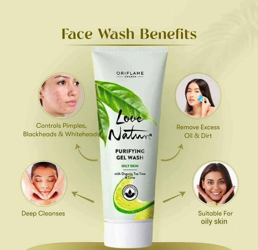 Oriflame Nature  Purifying Gel Wash With Organic Tea Tree & Lime