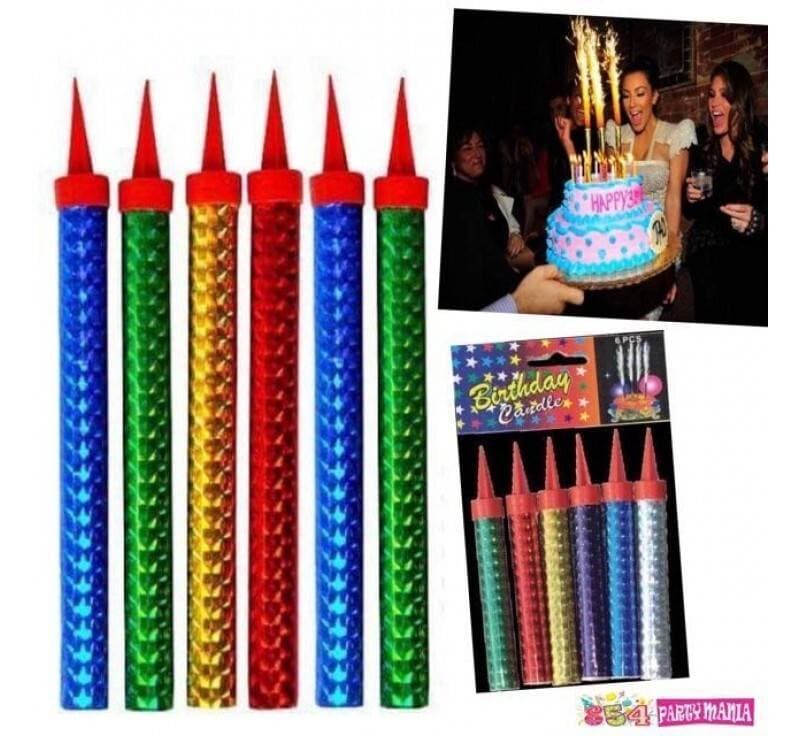 Birthday Sparkling Candles Large & Small Pack Of 6