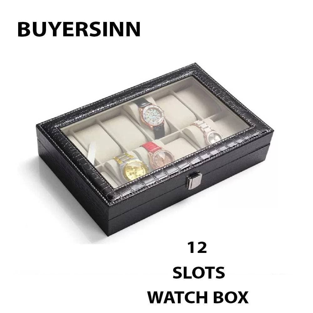 Leather Watch Organizing Box 12 Grid