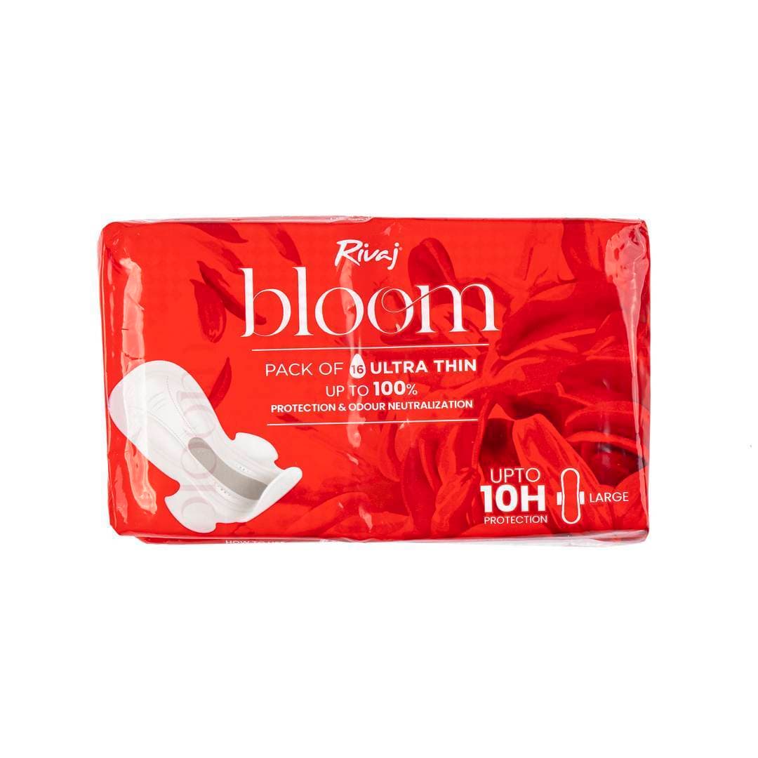 Rivaj Uk Ultra Thin Bloom Sanitary Pads Large - Pack of 16