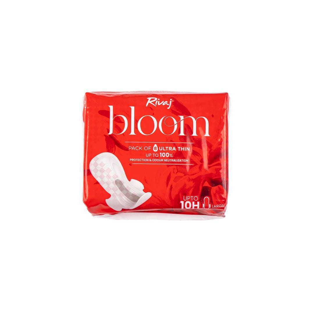 Rivaj Uk Ultra Thin Bloom Sanitary Pads Large - Pack of 8