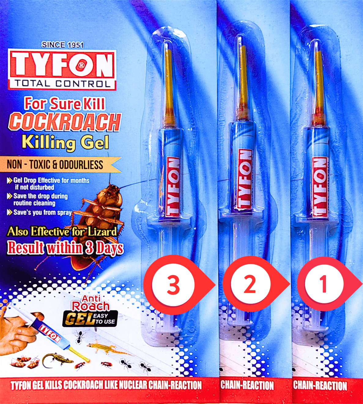 Pack of 3 Triple Action Magic Cockroach killer Gel