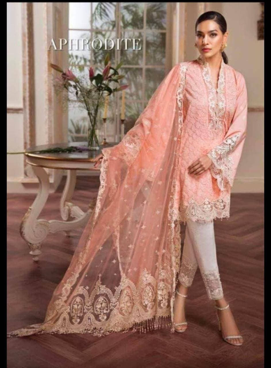 Pink Embroidery Unstitched Dress For Women - (RAC_059)