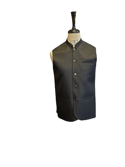 Azlan Shahzad Simple Black Suiting Fabric Waist Coat For Men