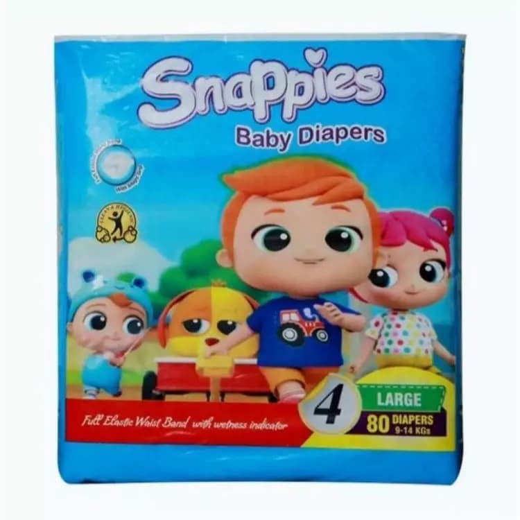 Snappies Baby Diapers Size Large ( 9-14 kg ) 80 Pieces