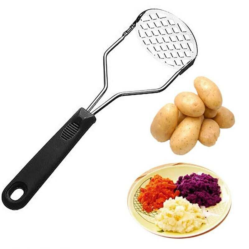 Stainless Steel Potato Masher With Broad Mashing Plate