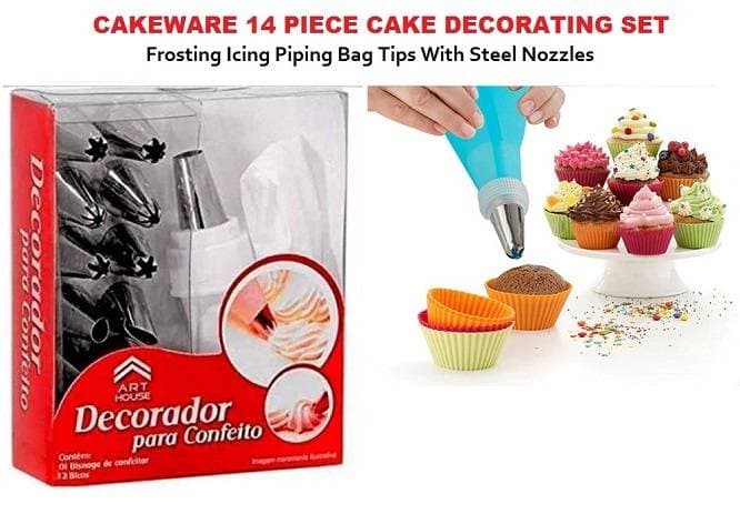 Cakeware 14 Piece Cake Decorating Set Frosting Icing Piping Bag