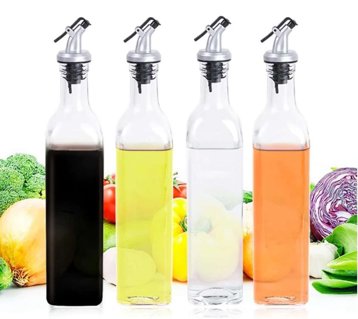 Vinegar Pourer Dispenser Glass Bottle Kitchen Cooking 500Ml