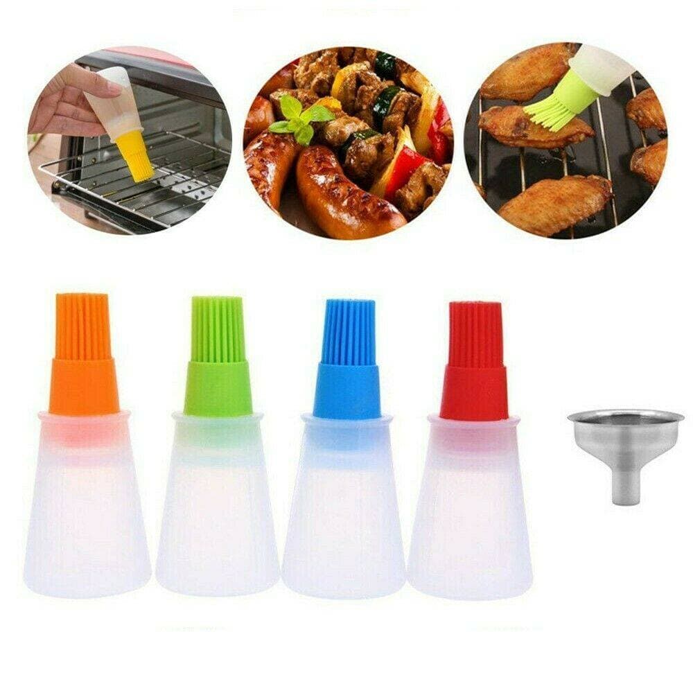 Silicone Bbq & Baking Oil Bottle With Brush - Multicolor
