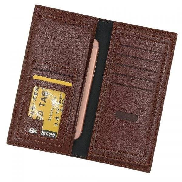 Leather Long Wallet For Men - Brown