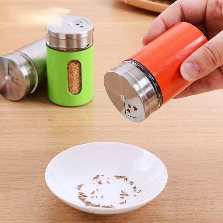 2 Pcs Glass Storage Salt And Pepper Shakers