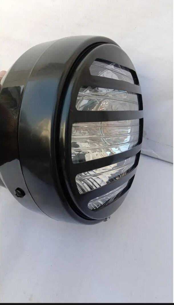 Fancy Gol grill head light cafe racer, bobber, chopper, harley davidson head light with universal all motorcycle fitting
