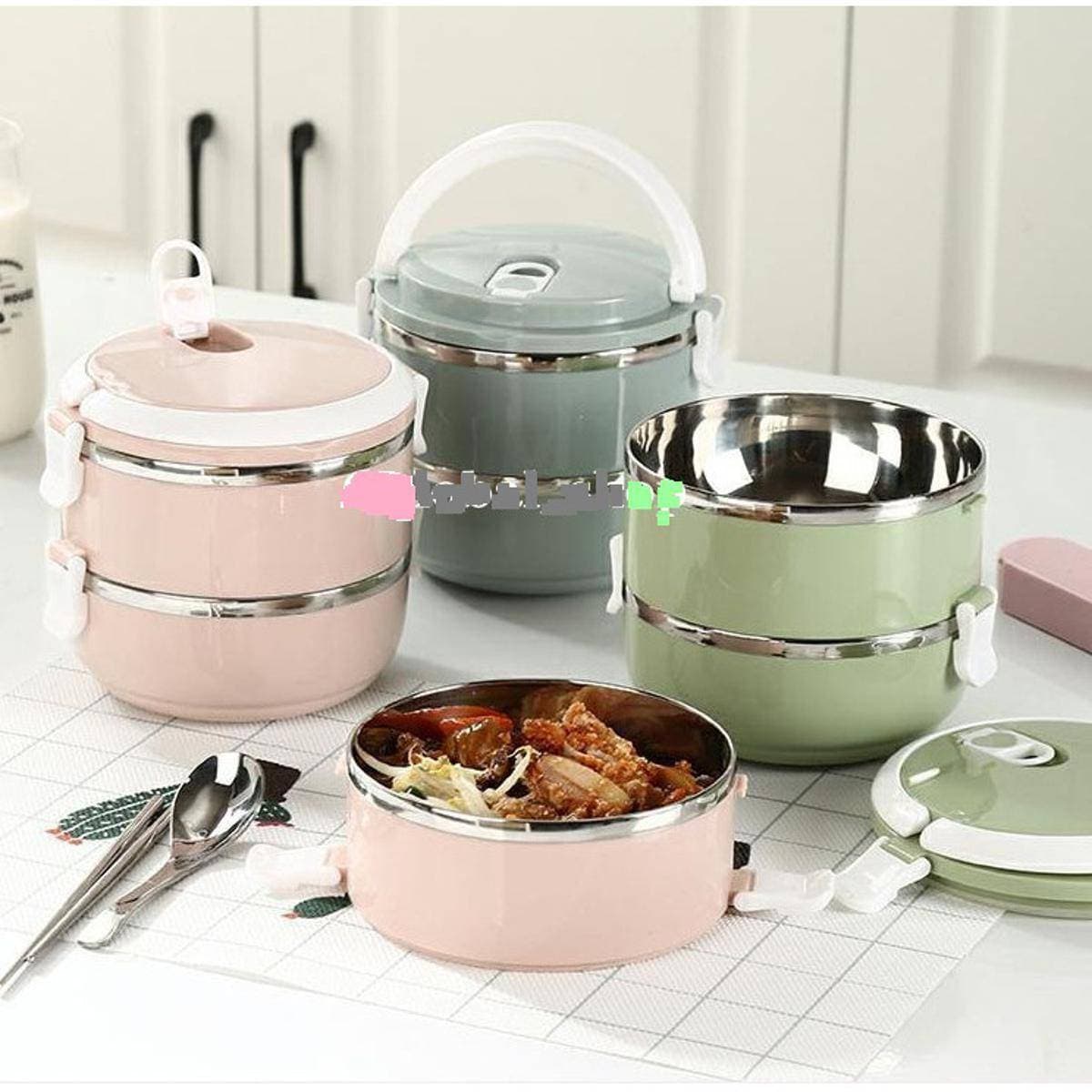 Stainless Steel Vacuum Lunch Box Insulated Tiffin Bento (Multicolor)