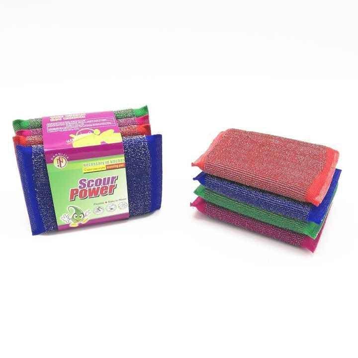 Pack Of 4 Multicolor Practical Stainless Steel Wire Sponge