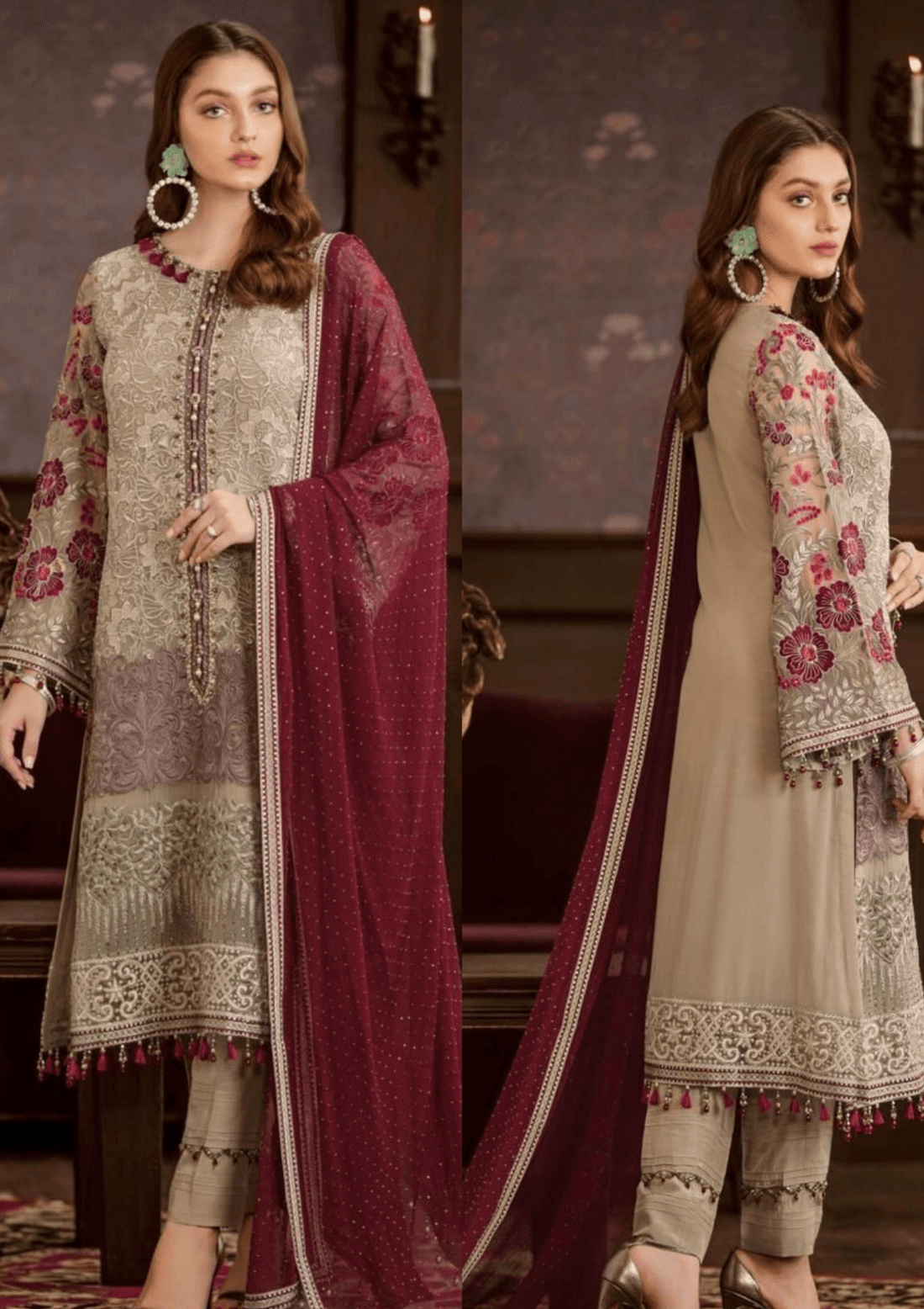 Skin Embroidery Unstitched Dress For Women - (RAC_071)