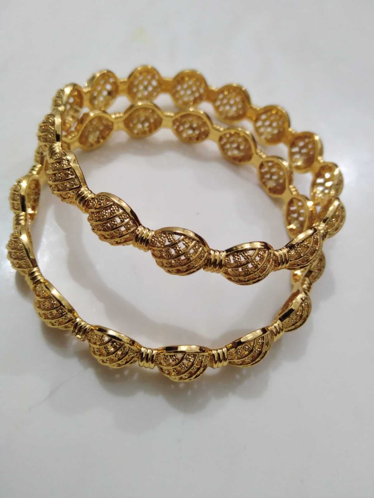 Golden Fancy Kara Bangles For Women - 1 Pair
