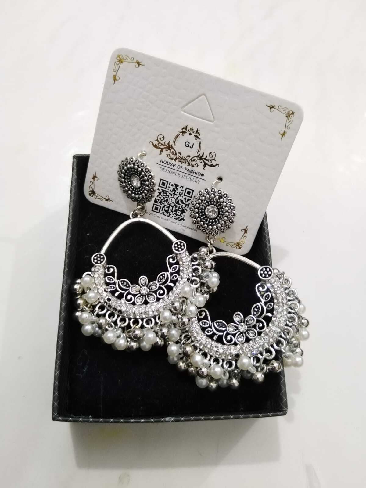 Antique Silver Stylish Jhumkay for Women - 1 Pair