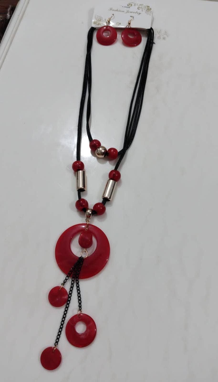 Fancy Stylish Mala with Earrings Jewellery Set For Women - 1 Set