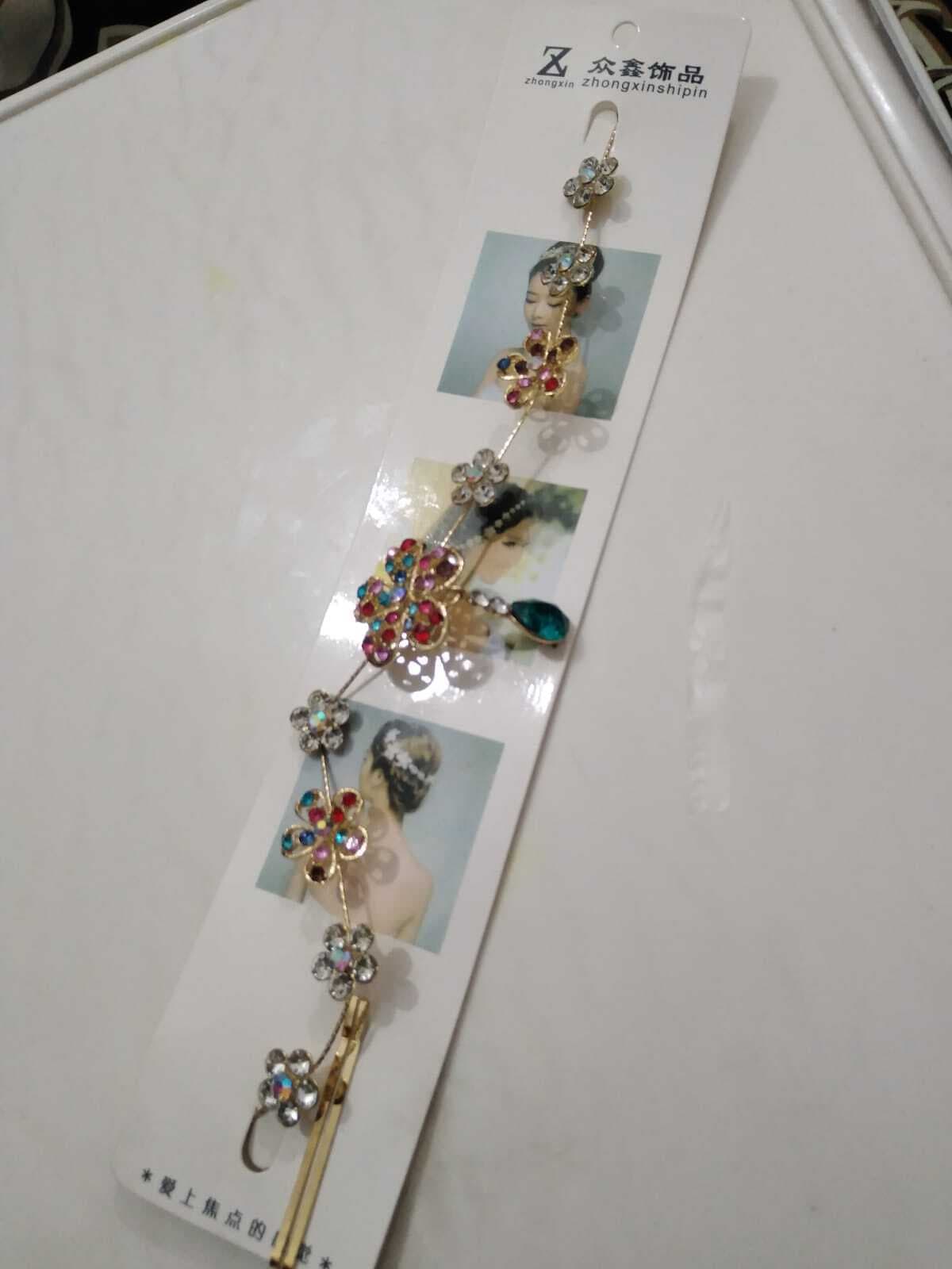 Crystal Pearl Flower beads Hair Mala - 1 P:iece