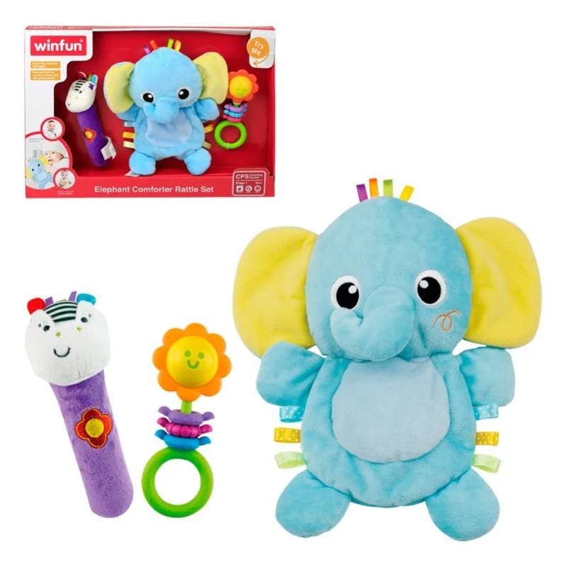 Colorful Win fun Set of 3 Elephant Rattles for Kids