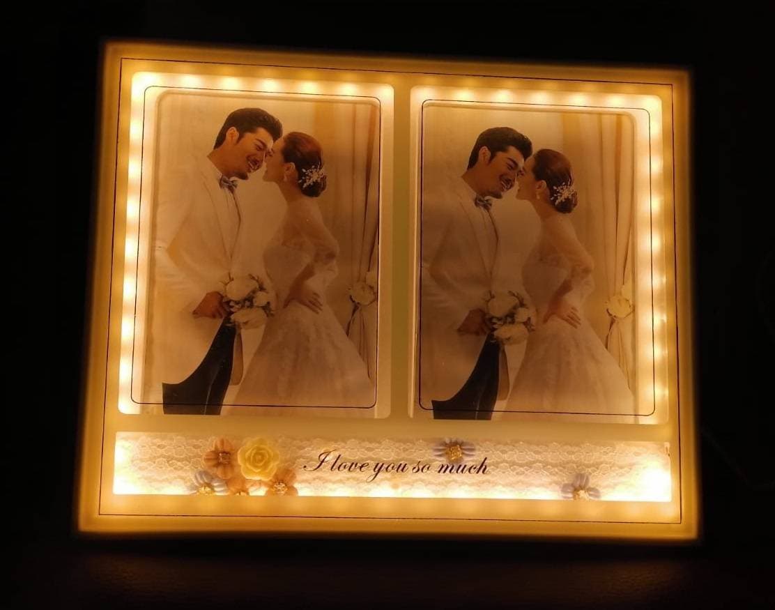 10cm X 15cm Golden LED Love Photo Frame