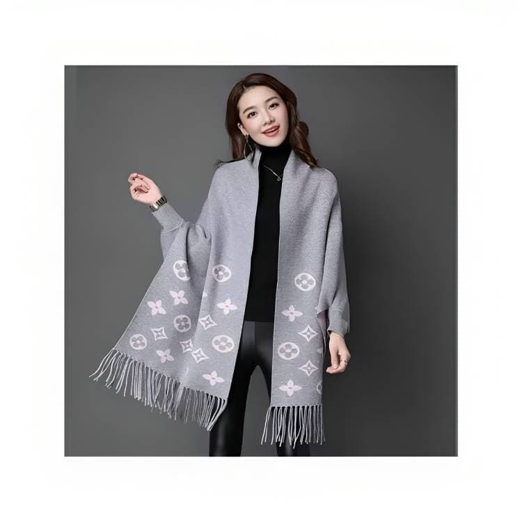 Stylish Bat-Wing Printed Fleece Shawl The Ultimate Poncho