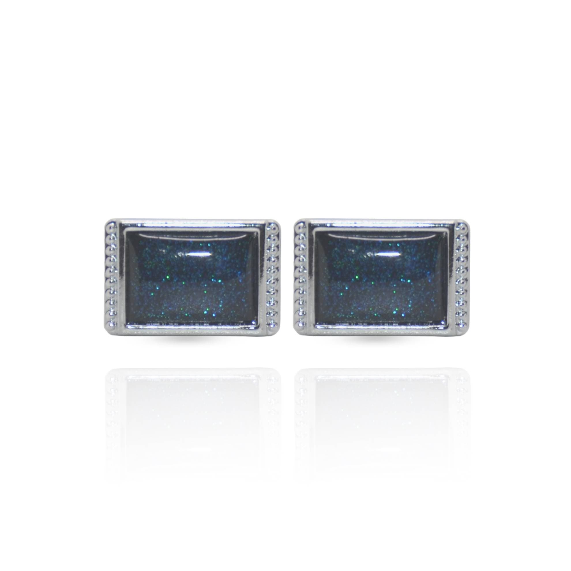 Cufflers Classic Purple Glitter Crystal Rectangle Cufflinks Cu-0020