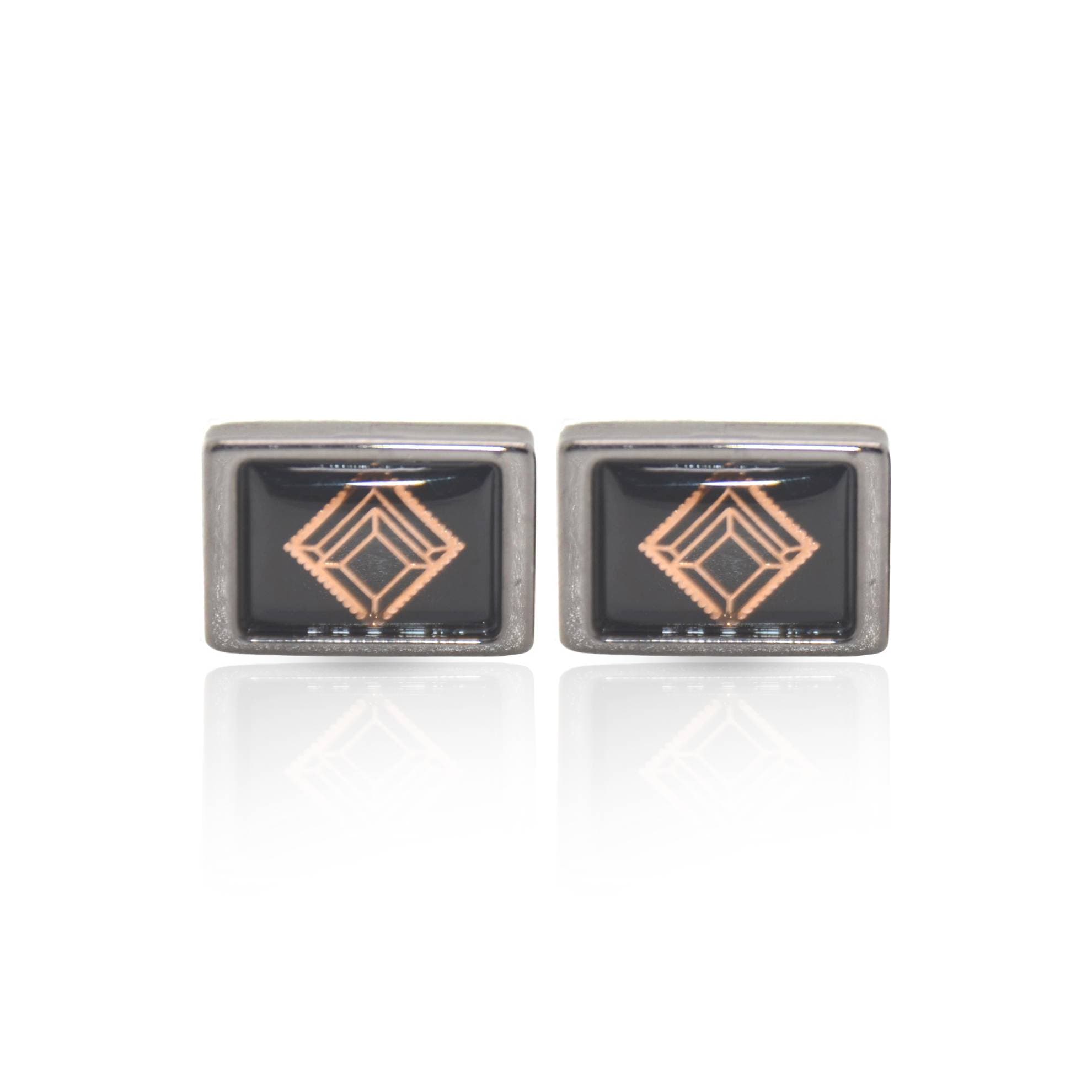 Cufflers Vintage Black Rectangle Cufflinks Model 1026 With Free Gift Box