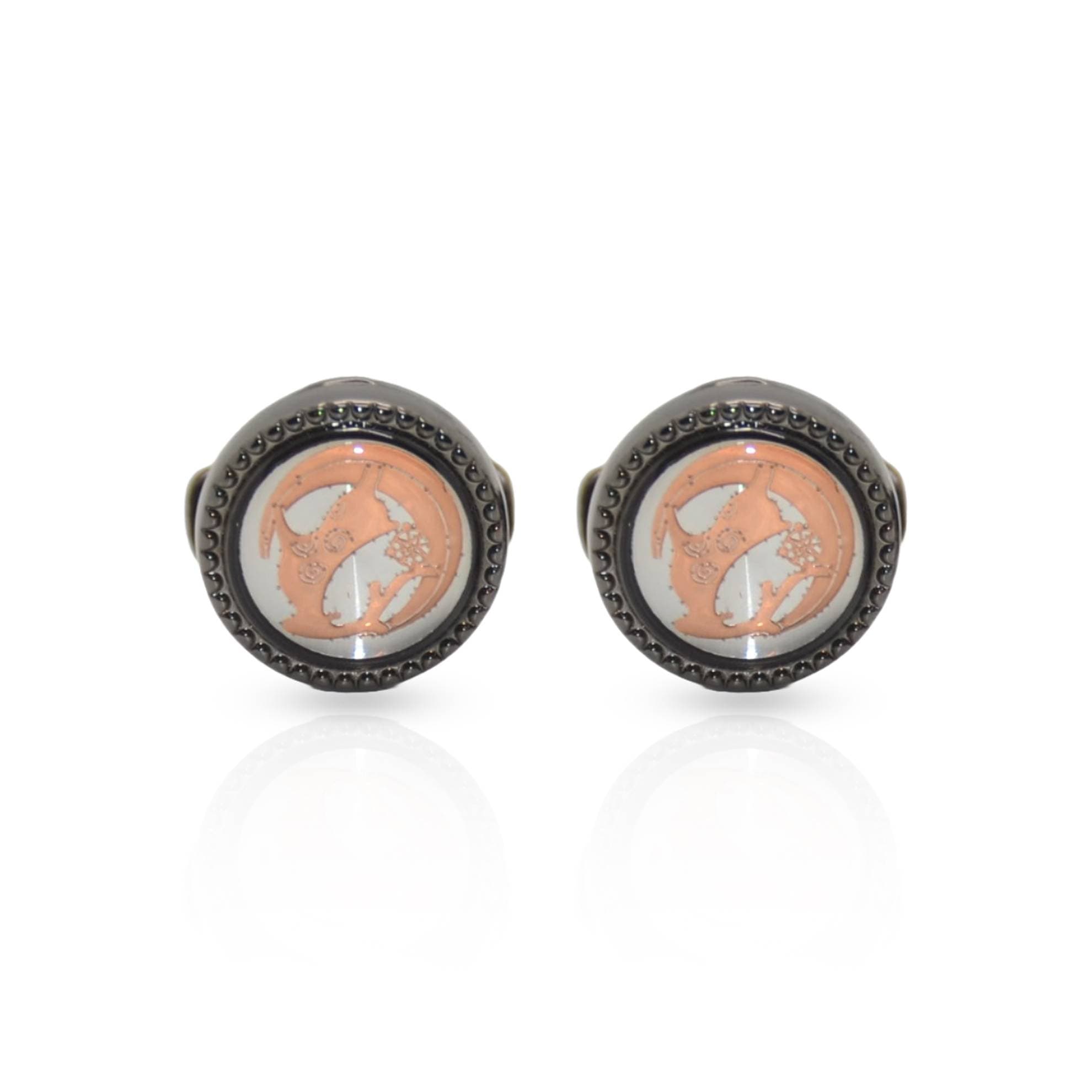 Vintage Classic Black Circle Cufflinks Model 1029 - Free Gift Box Included