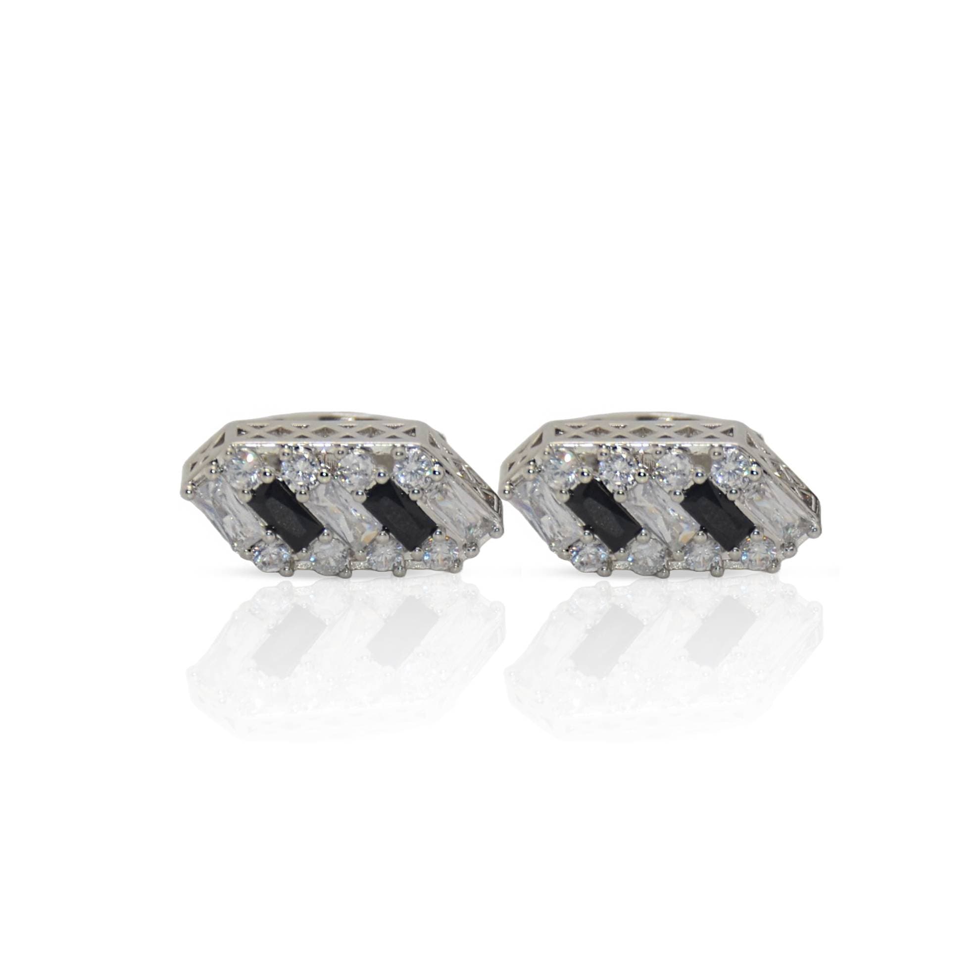 Cufflers Modern Silver Rectangle Cufflinks Cu-3007 | Free Gift Box Included