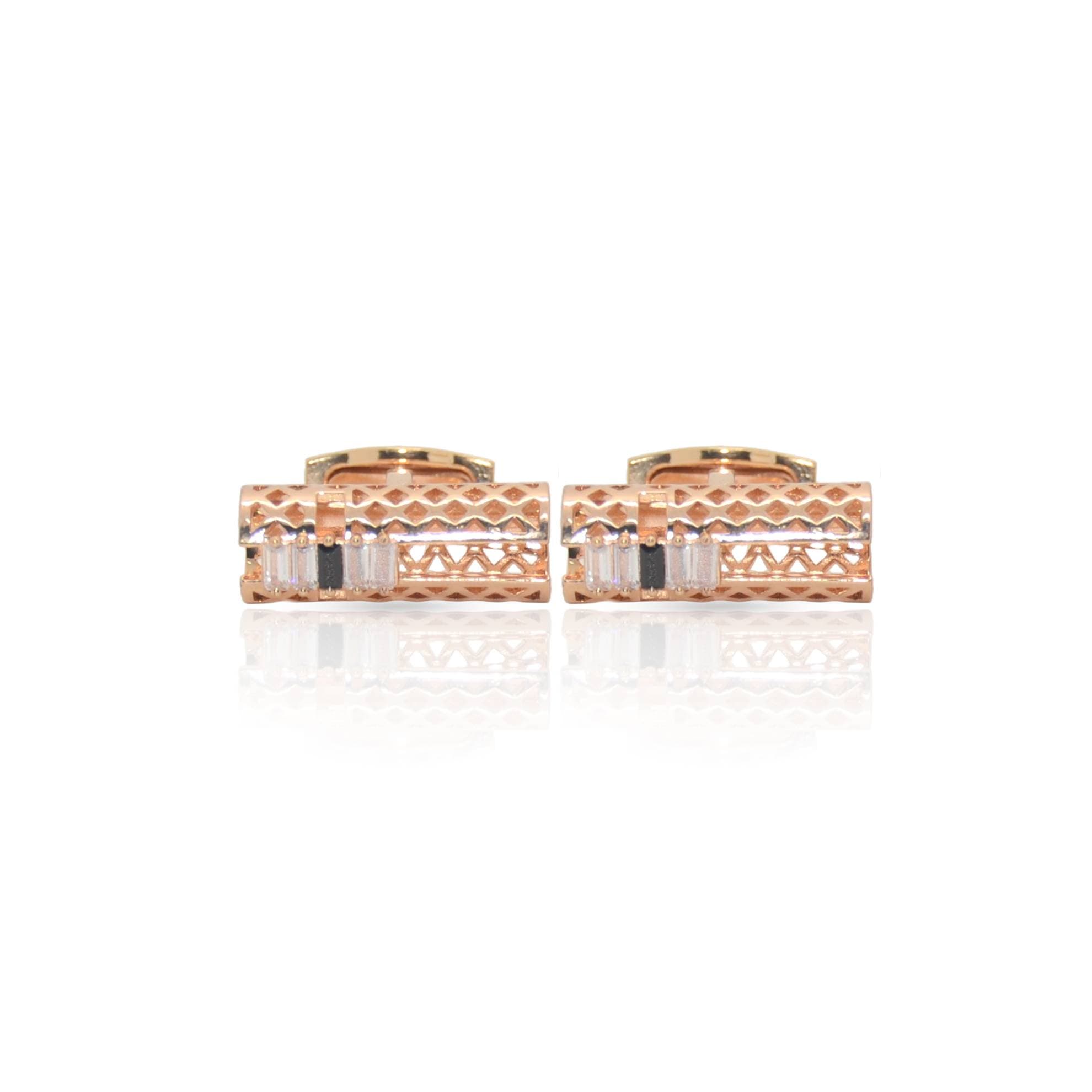Cufflers Modern Black And Gold Rectangle Cufflinks Cu-3010