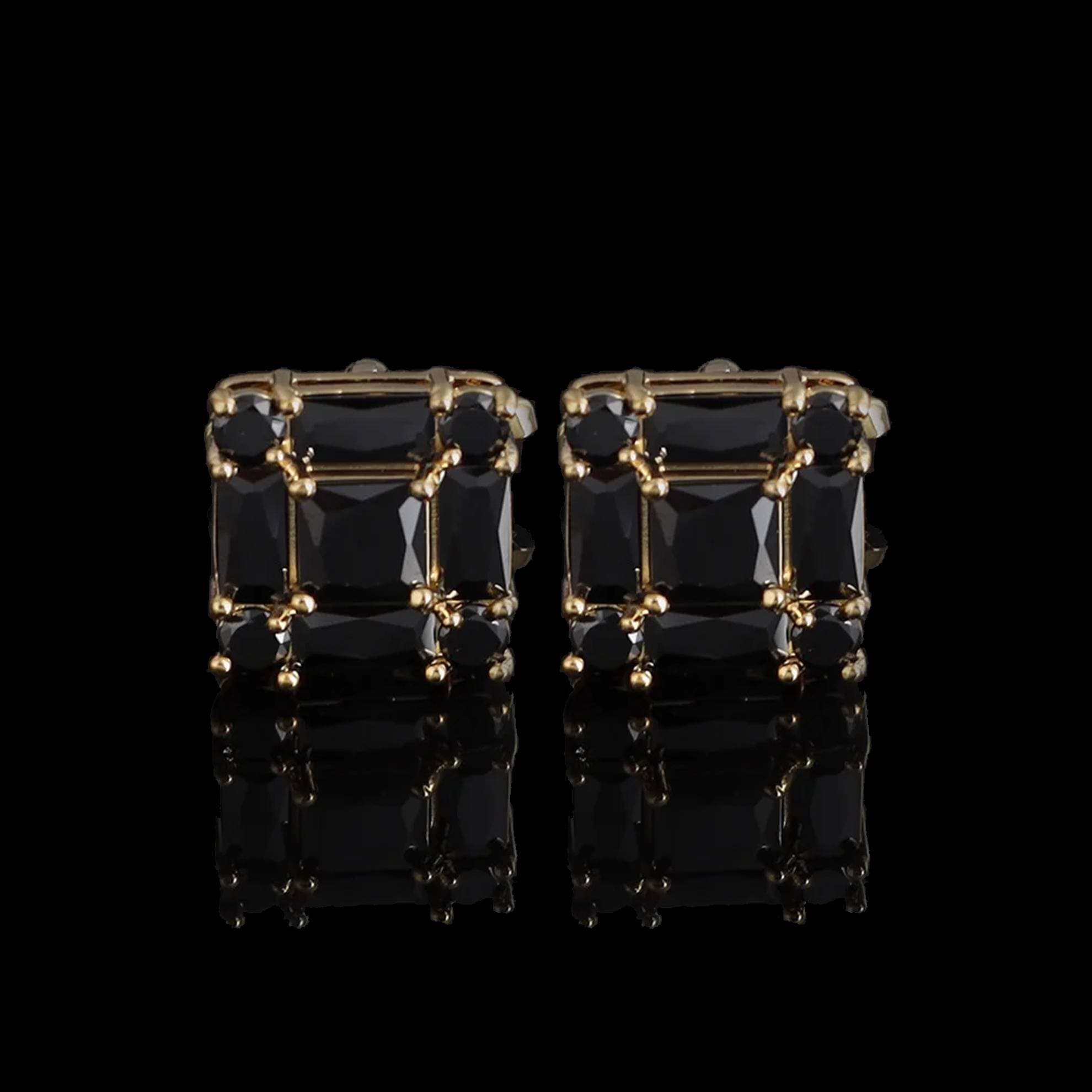 Cufflers Designer Black Square Stone Cufflinks 3012-C