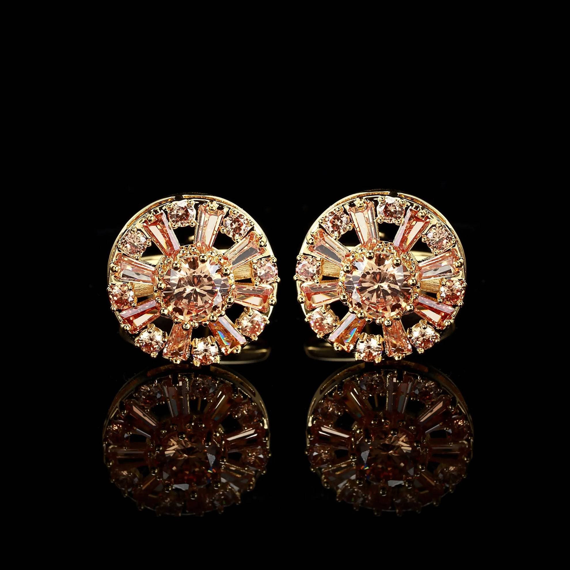 Cufflers Designer Champagne Round Diamond Cufflinks 3016-A