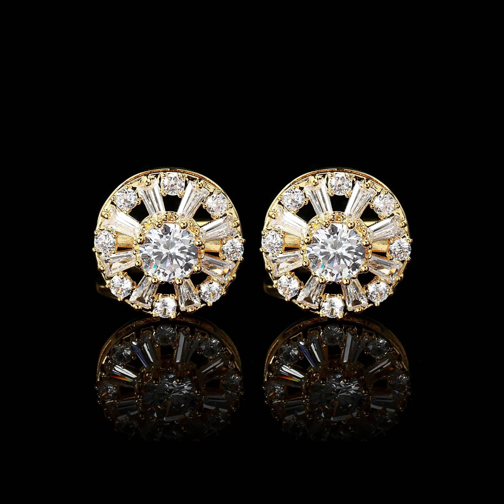 Cufflers Designer White Round Diamond Cufflinks 3016-C