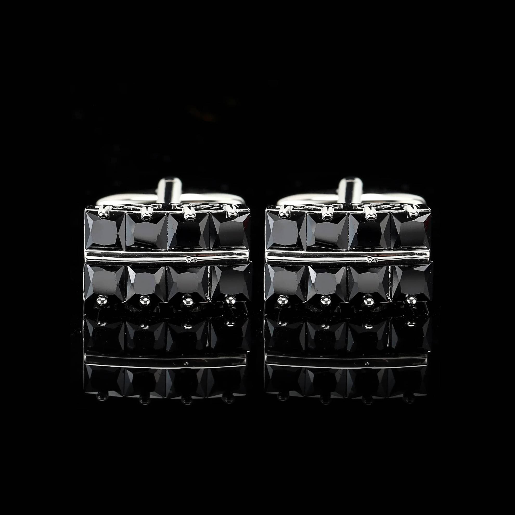 Cufflers Designer Black Rectangle French Cufflinks 3018