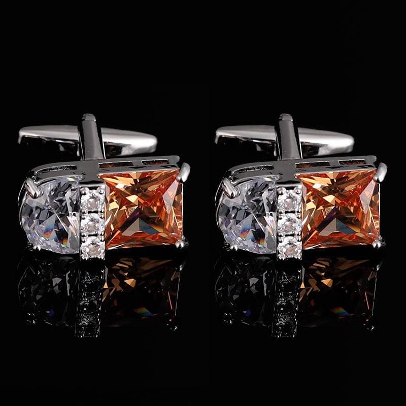 Cufflers Designer Silver Square Gemstone Cufflinks Cu-4027