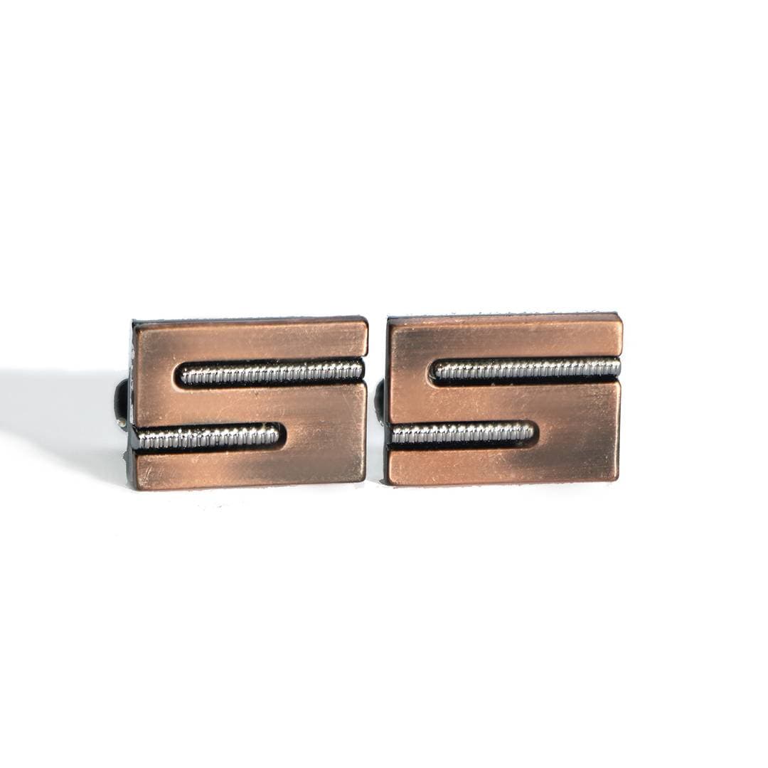 Cufflers Vintage Copper And Silver Rectangle Cufflinks Cu-1001