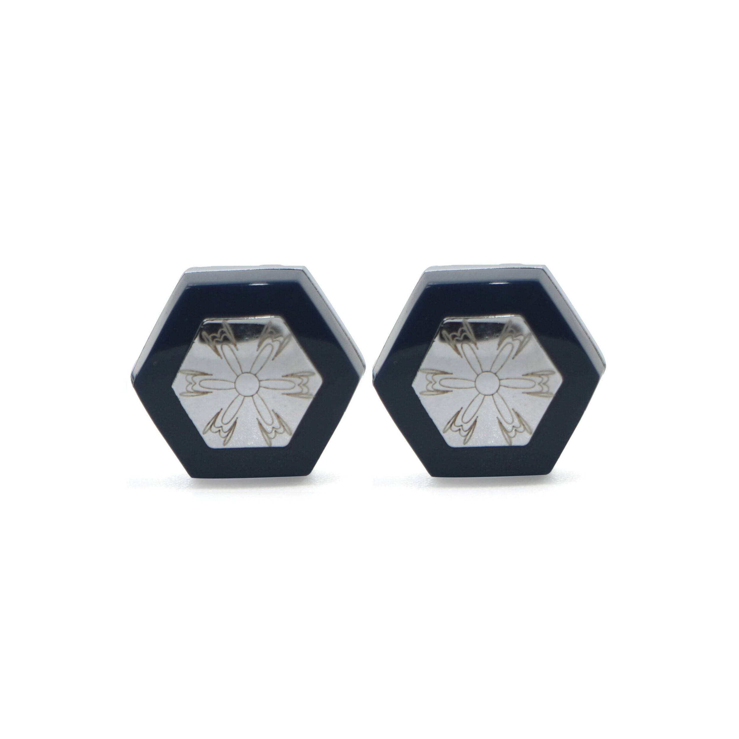Cufflers Novelty Hexagon White Cufflinks Cu-2015 With Free Gift Box