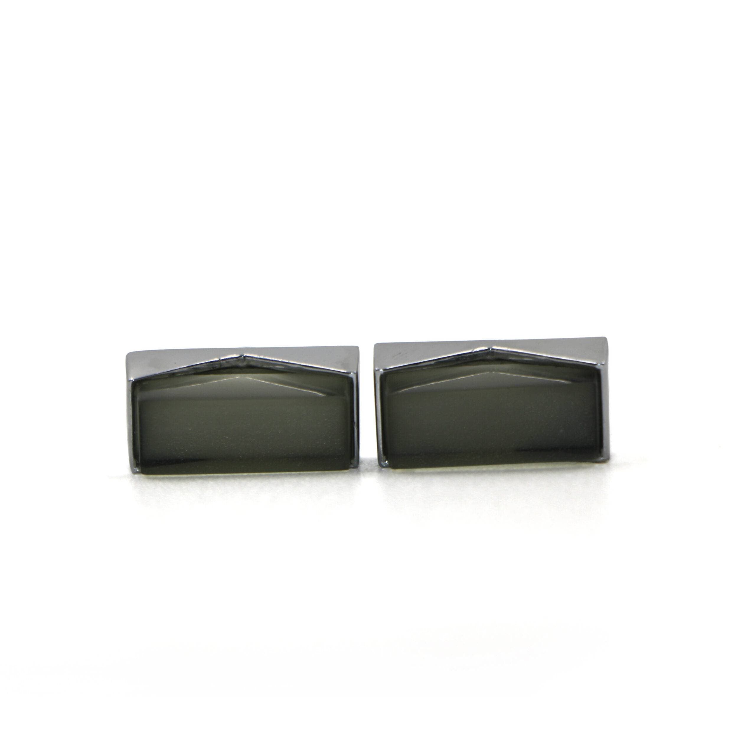 Cufflers Vintage Silver Rectangle Engraved Stone Cufflinks Cu-1022