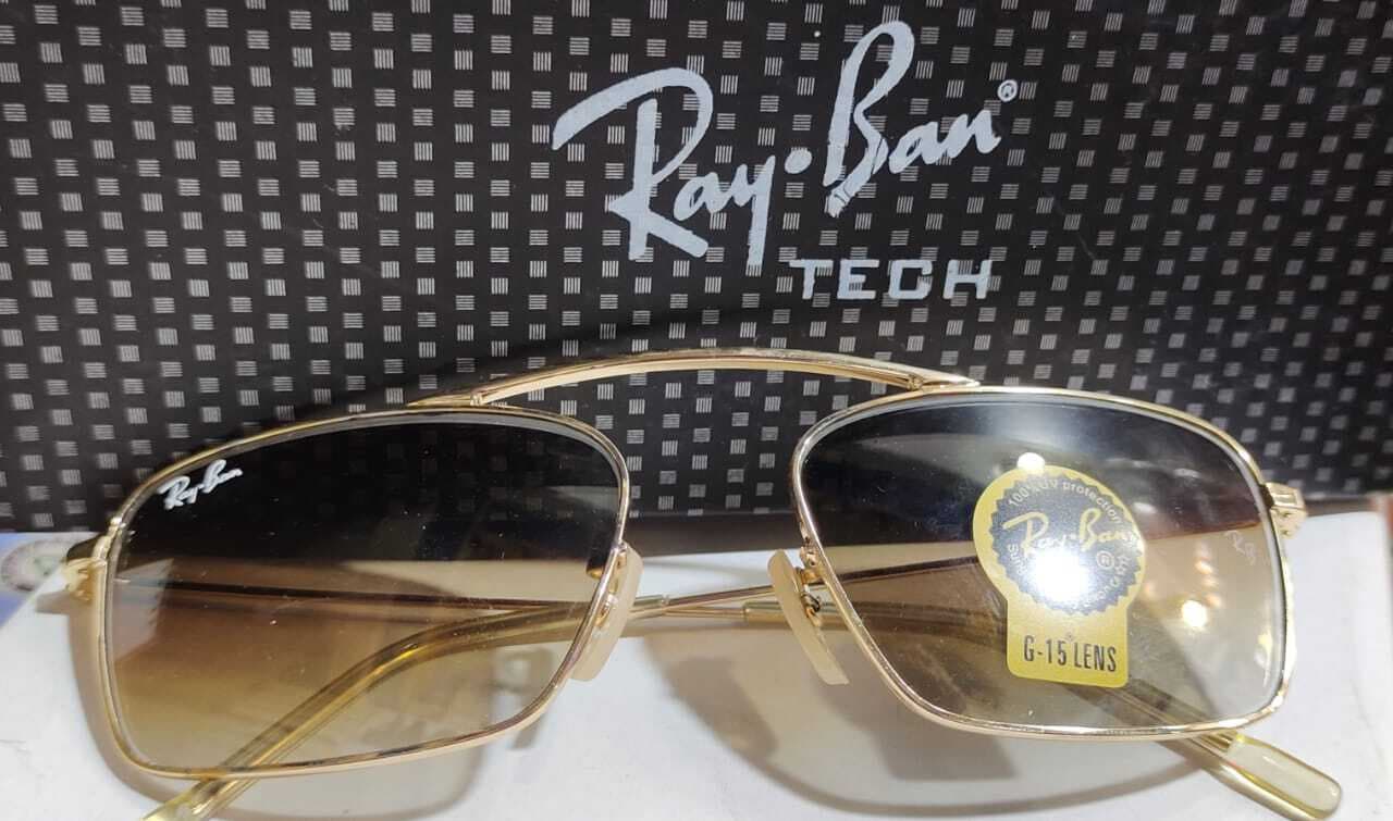 Ray Ben Sunglass Metal Gold Colour Square Shape A + Cpy