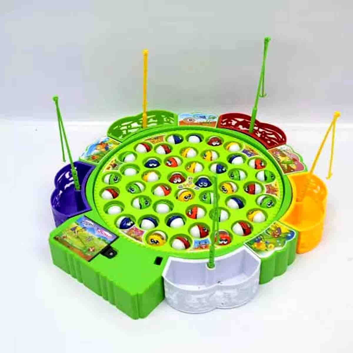 Fishing Game Toy Set With Rotating Board With Music 45 Fishes