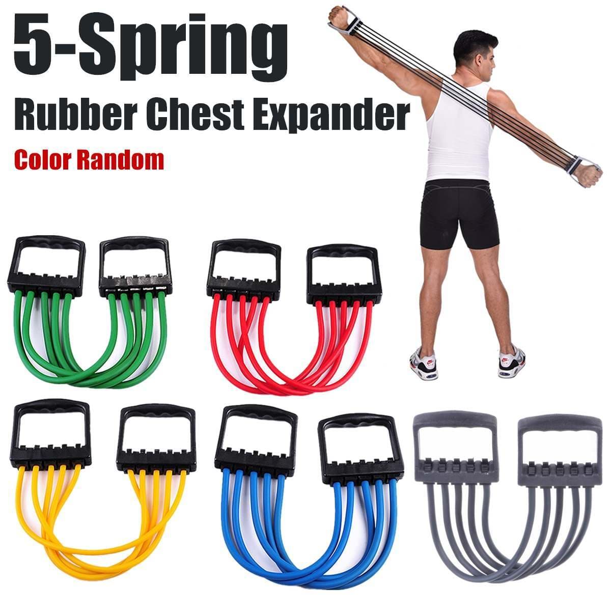 Resistance Band 5 Tube Silicone Adjustable Chest Expander