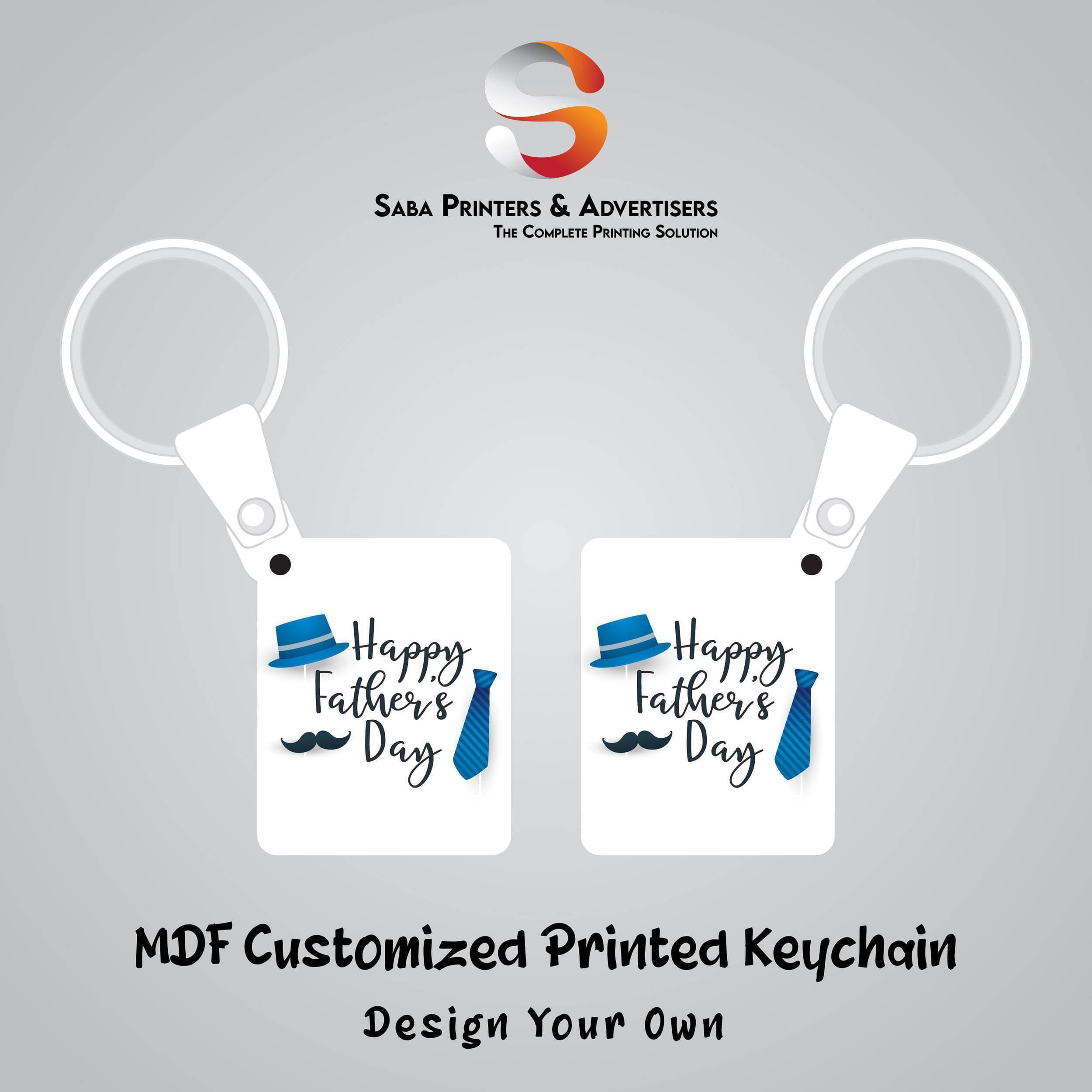 Customized Printed MDF Keychain Both Sided Printed - Father's Day Special - SP03