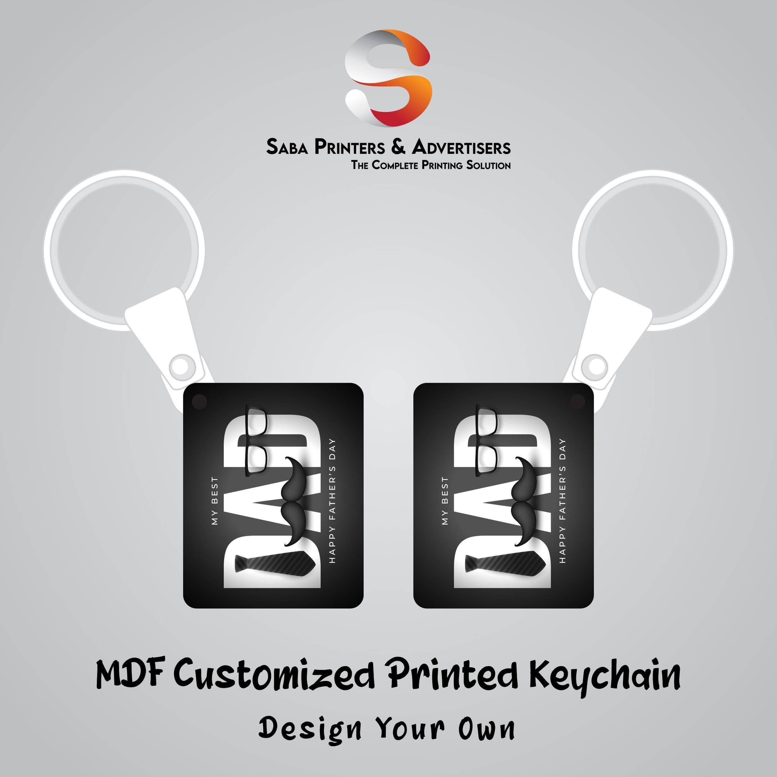 Customized Printed MDF Keychain Both Sided Printed - Father's Day Special - SP05