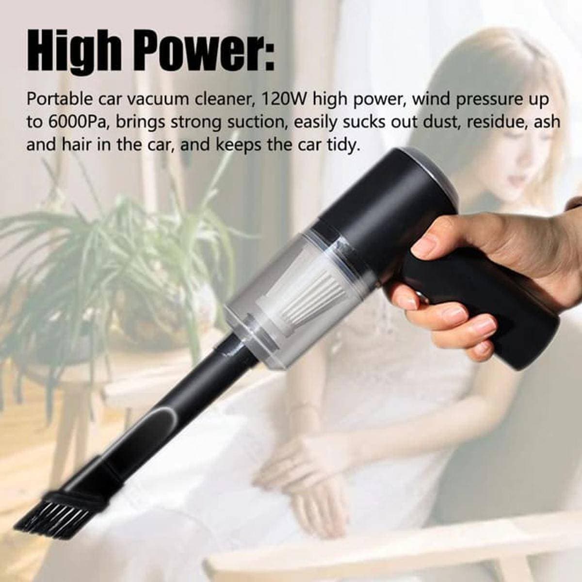 Wireless Car Vacuum Cleaner Portable Powerful Suction Wet