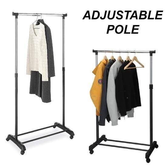 Single-Pole Telescopic Movable Portable Clothes Rack