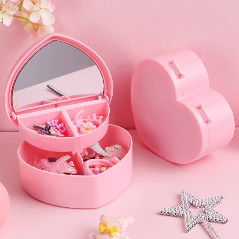 Multifunctional Plastic Folding Jewelry Box - Pink