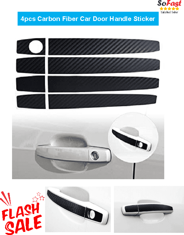 4Pcs Carbon Fiber Car Door Handle Sticker